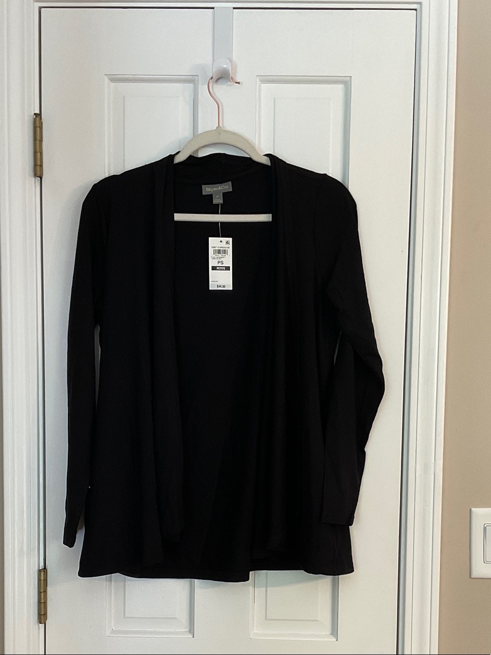 Style & Co. Black Open-Front Knit Cardigan